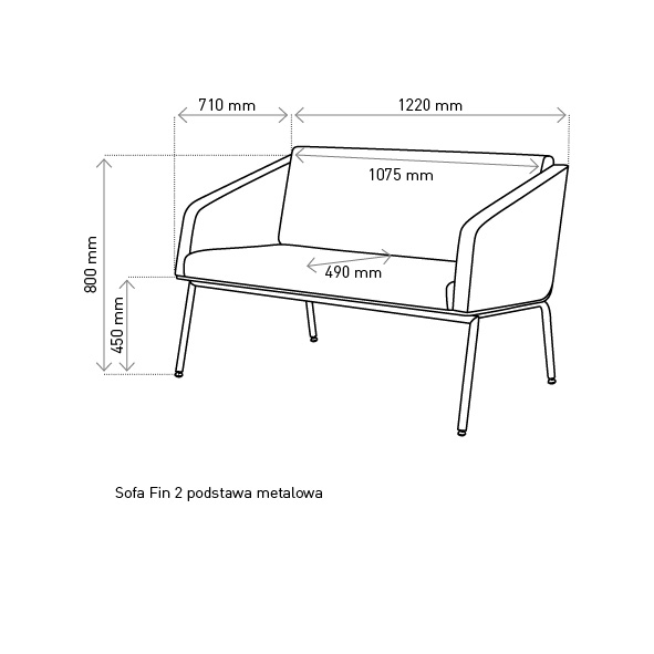 Marbet Pohovka FIN 2 s opěrkami kovová konstrukce