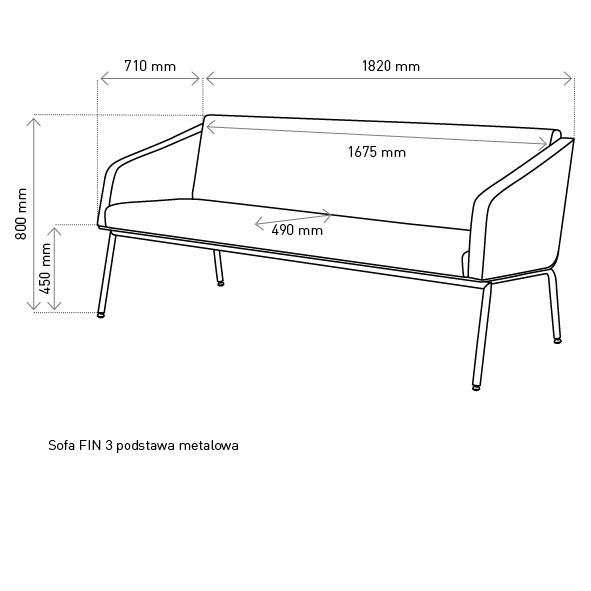 Marbet Pohovka FIN 3 s opěrkami kovová konstrukce